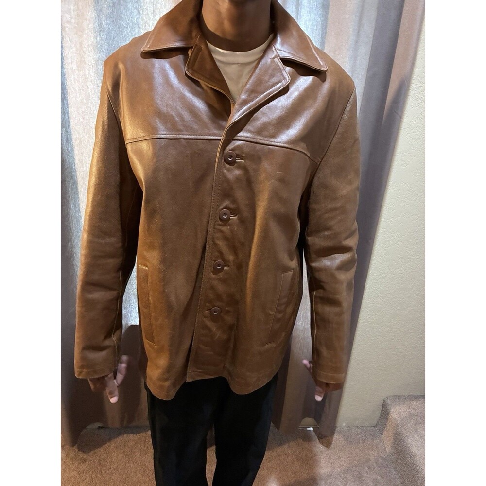 Wilsons M.Julian Cognac leather jacket Thinsulate Ultra Insulation liner Size XL